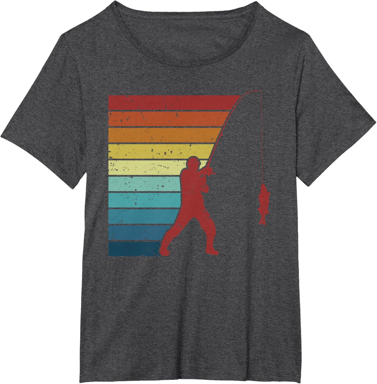 Retro Fisherman Deep Sea Boat Ice Fishing Lovers Fly Fishing T-Shirt - Dark Heather Grey