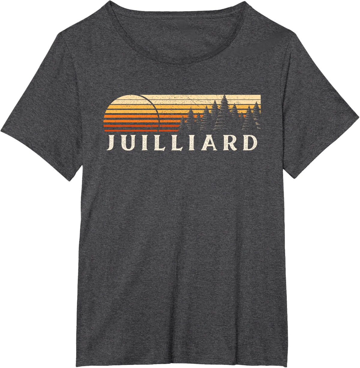 Juilliard, TX Vintage Evergreen Sunset Eighties Retro T-Shirt - Dark Heather Grey