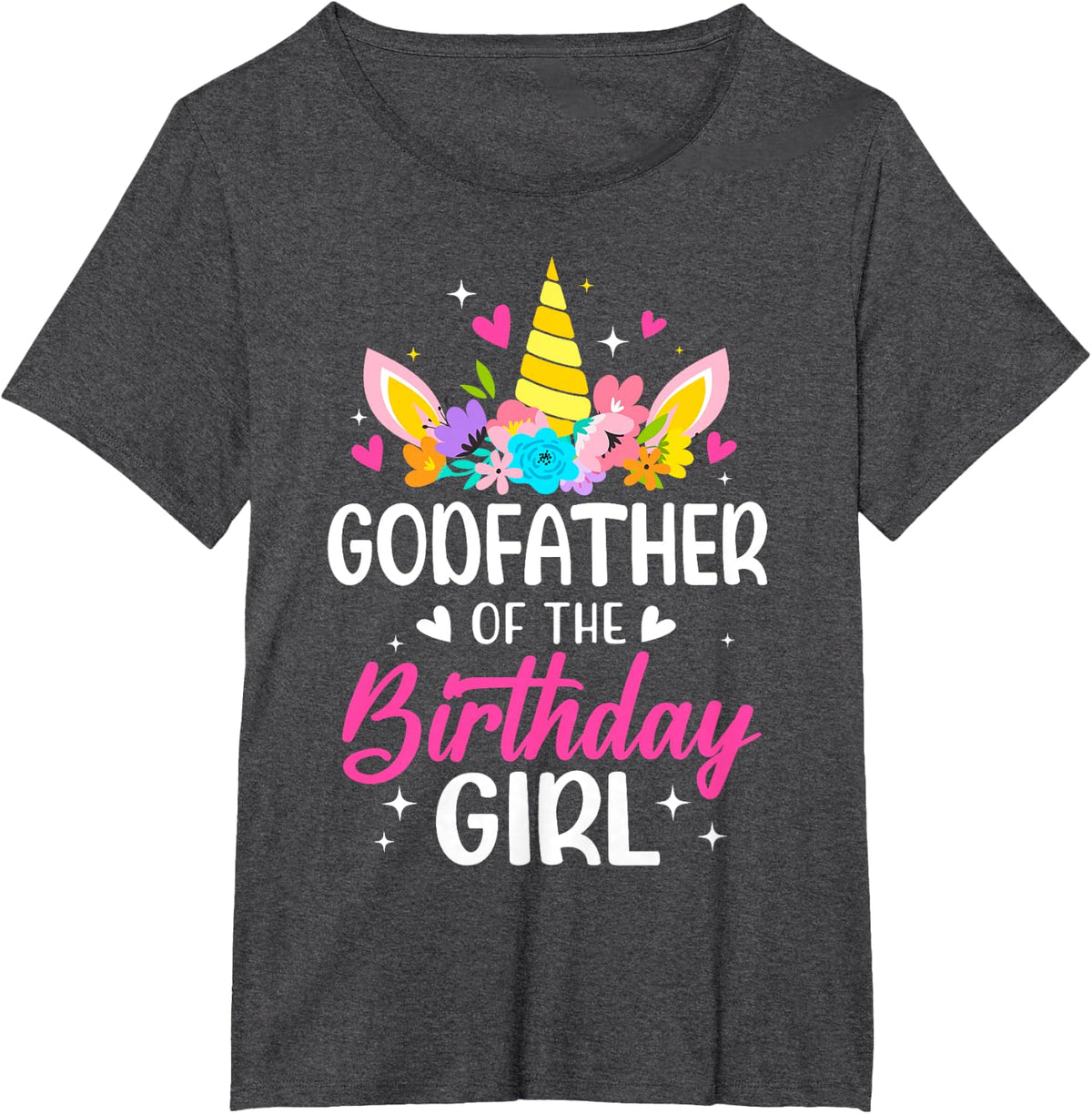 Godfather Of The Birthday Girl Unicorn Bday Party Family T-Shirt - Dark Heather Grey