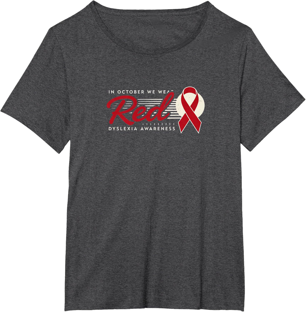 Red for Dyslexia Awareness Support T-Shirt - Dark Heather Grey