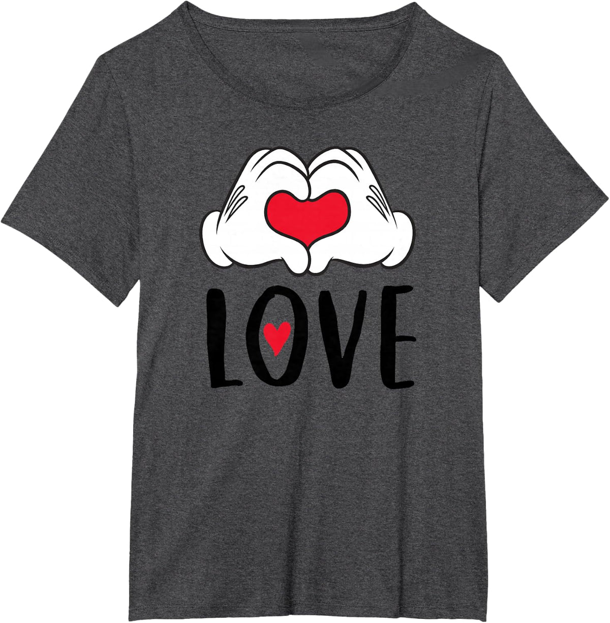 Disney Mickey and Minnie Mouse Heart Hands Love T-Shirt - Dark Heather Grey