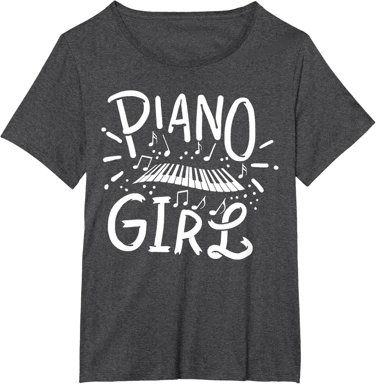 Piano Girl Pianist Musical Cute T-Shirt - Dark Heather Grey