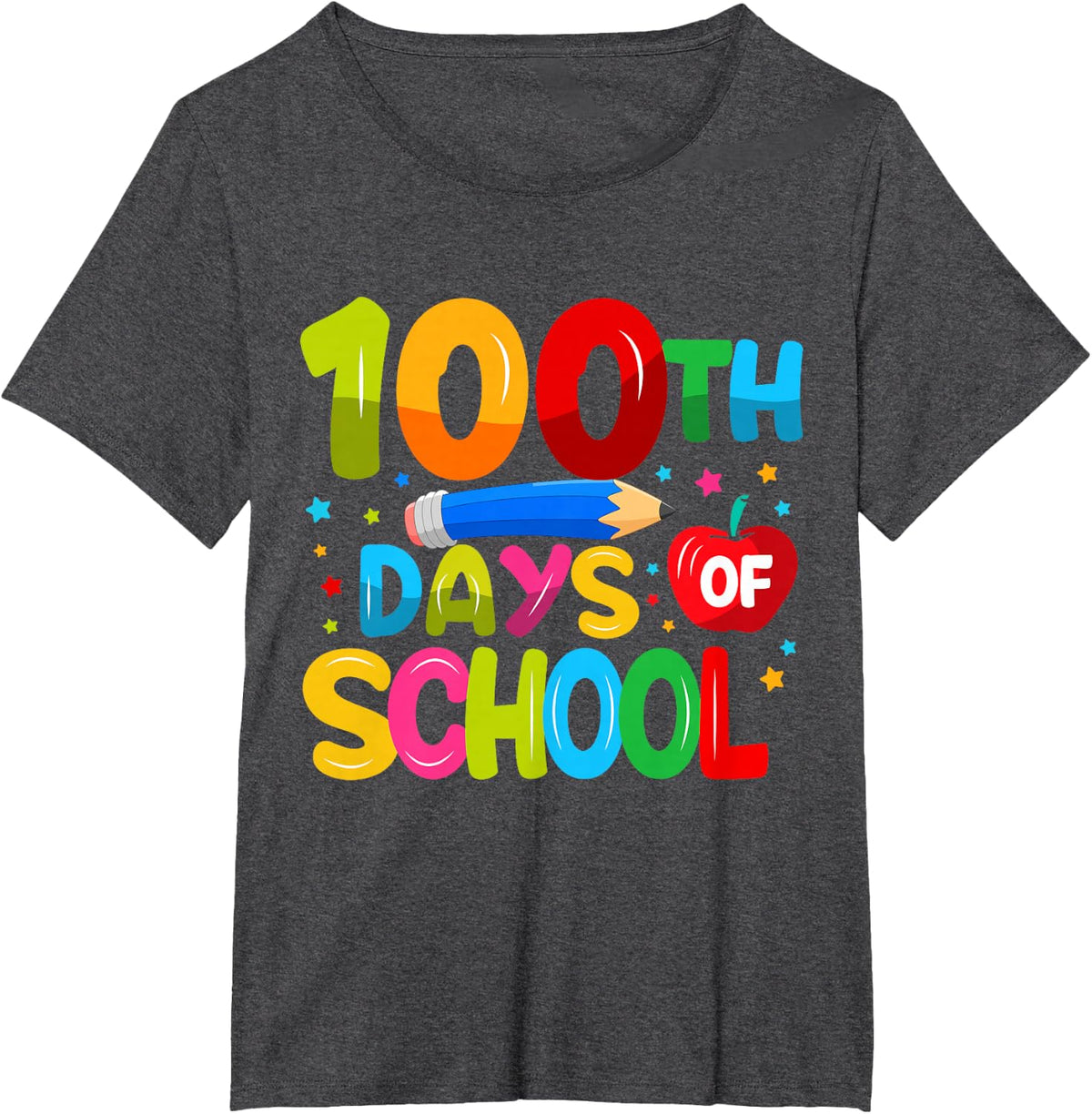 Happy 100 Day Of School Teacher Kid Boy Girl Kindergarten T-Shirt - Dark Heather Grey