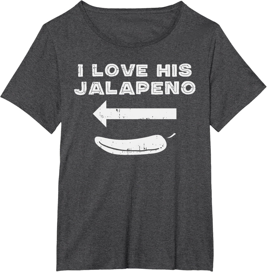 Cinco De Mayo Matching Couple Love His Jalapeno Women Girl T-Shirt - Dark Heather Grey