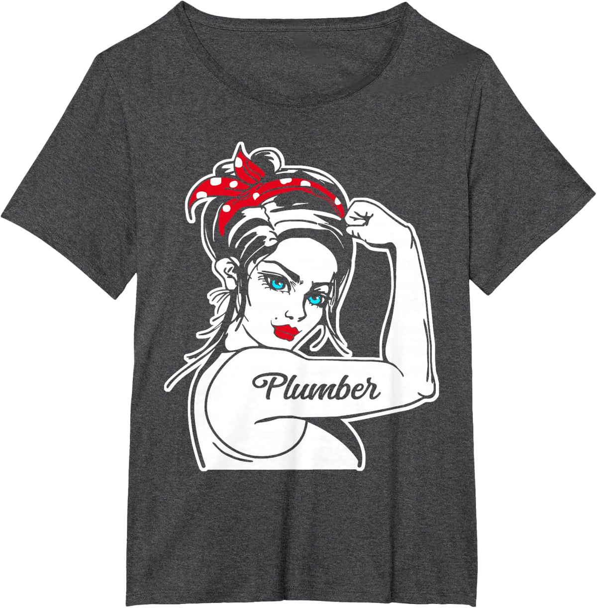 Female Plumber Rosie The Riveter Pin Up Girl Plumber T-Shirt - Dark Heather Grey