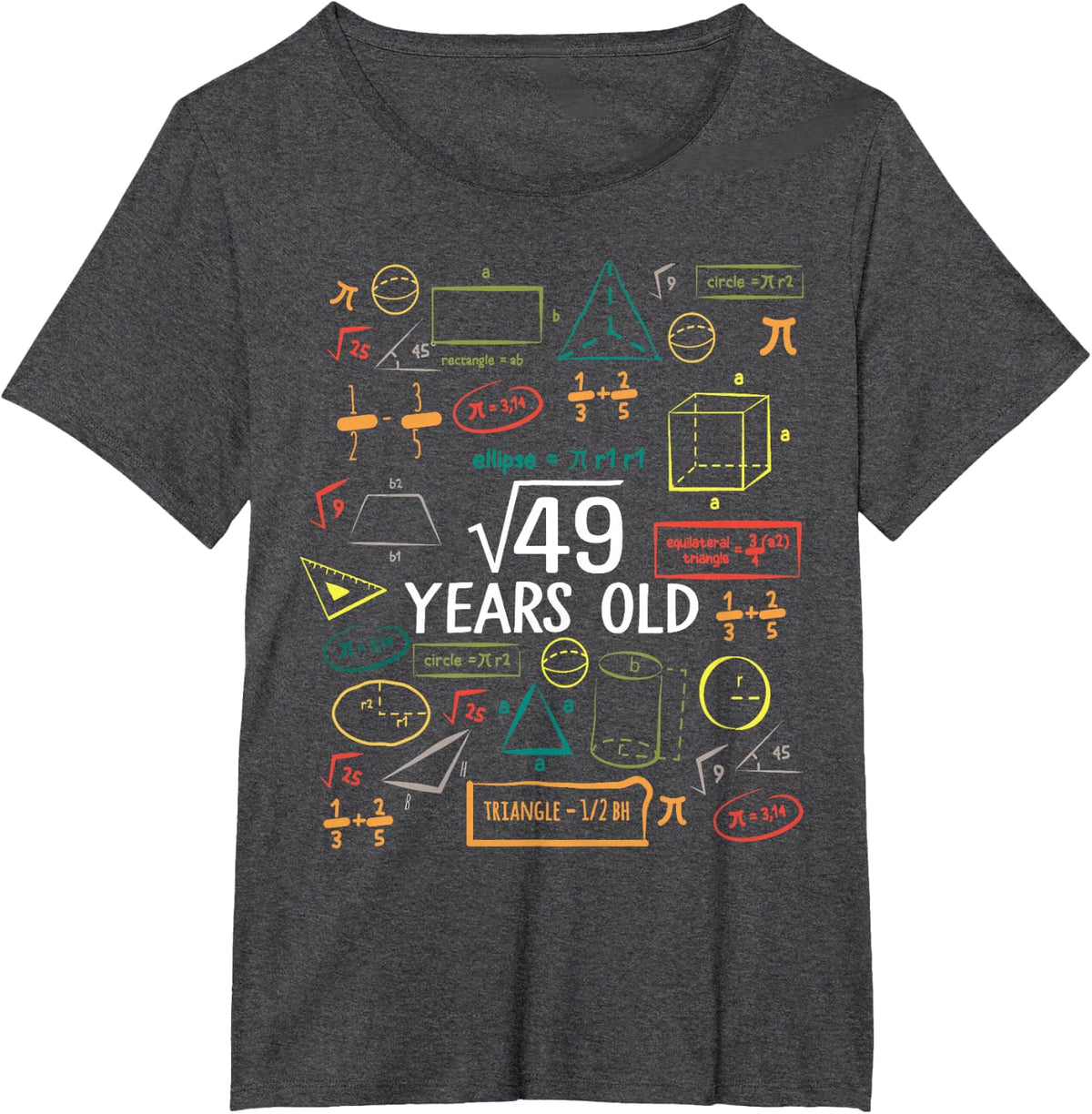 7 Years Old Square Root Math 7th Birthday Boy Girl Kids T-Shirt - Dark Heather Grey