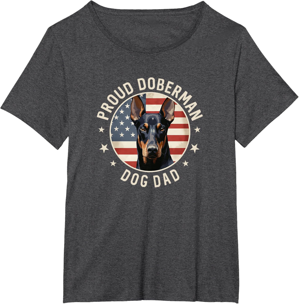 Doberman Pinscher Gifts American Flag Proud Doberman Dog Dad T-Shirt - Dark Heather Grey