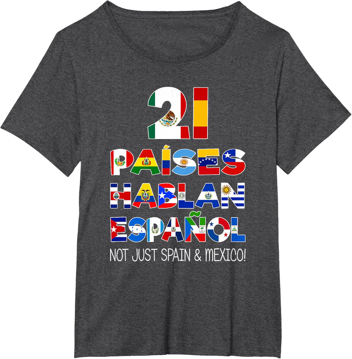 Hispanic Heritage Month Spanish Speaking Countries T-Shirt - Dark Heather Grey