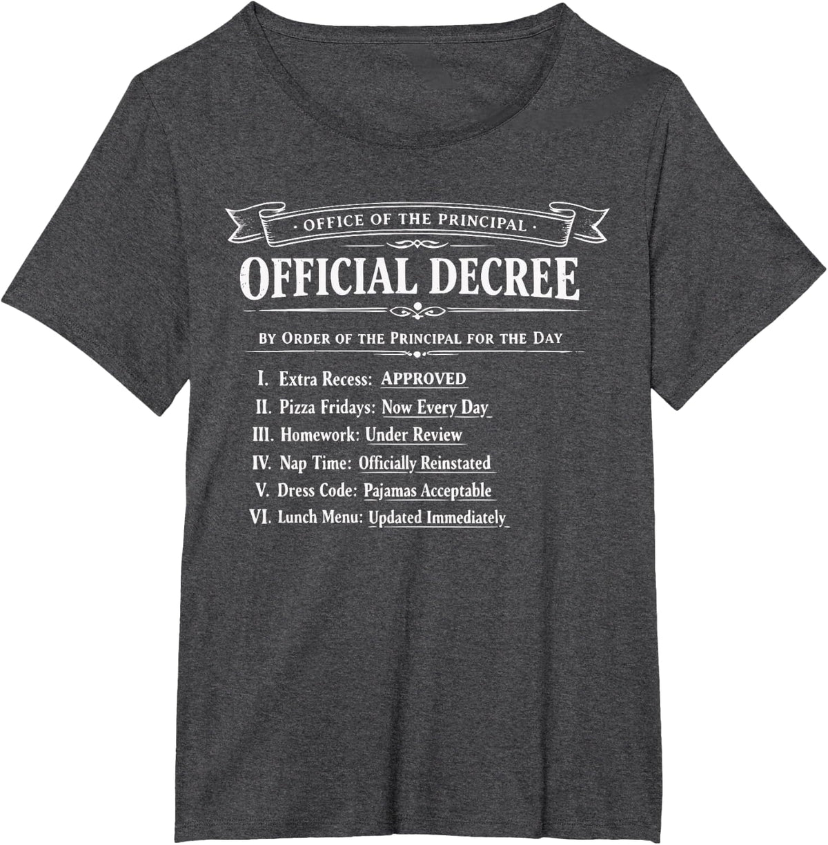 Principal for The-Day Elementary School Student Funny Boys T-Shirt - Dark Heather Grey