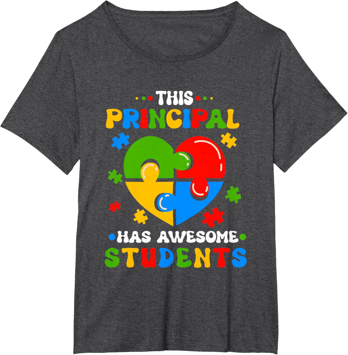 Puzzle Heart This Principal Has Awesome Students Autism T-Shirt - Dark Heather Grey