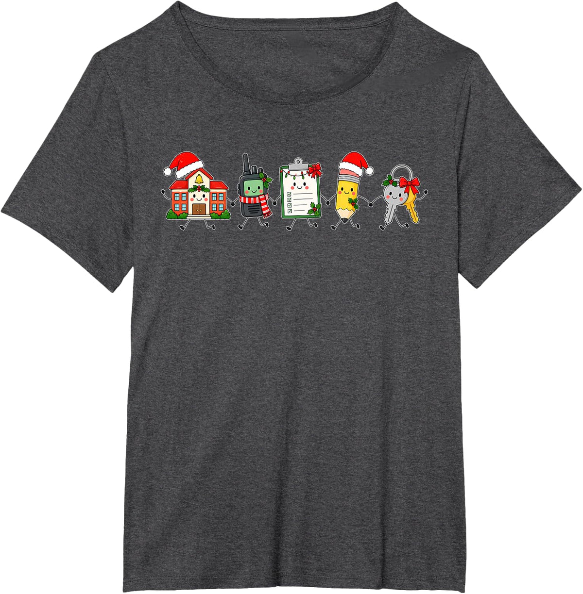 Assistant Principal Christmas Cute Doodle School Staff Admin T-Shirt - Dark Heather Grey