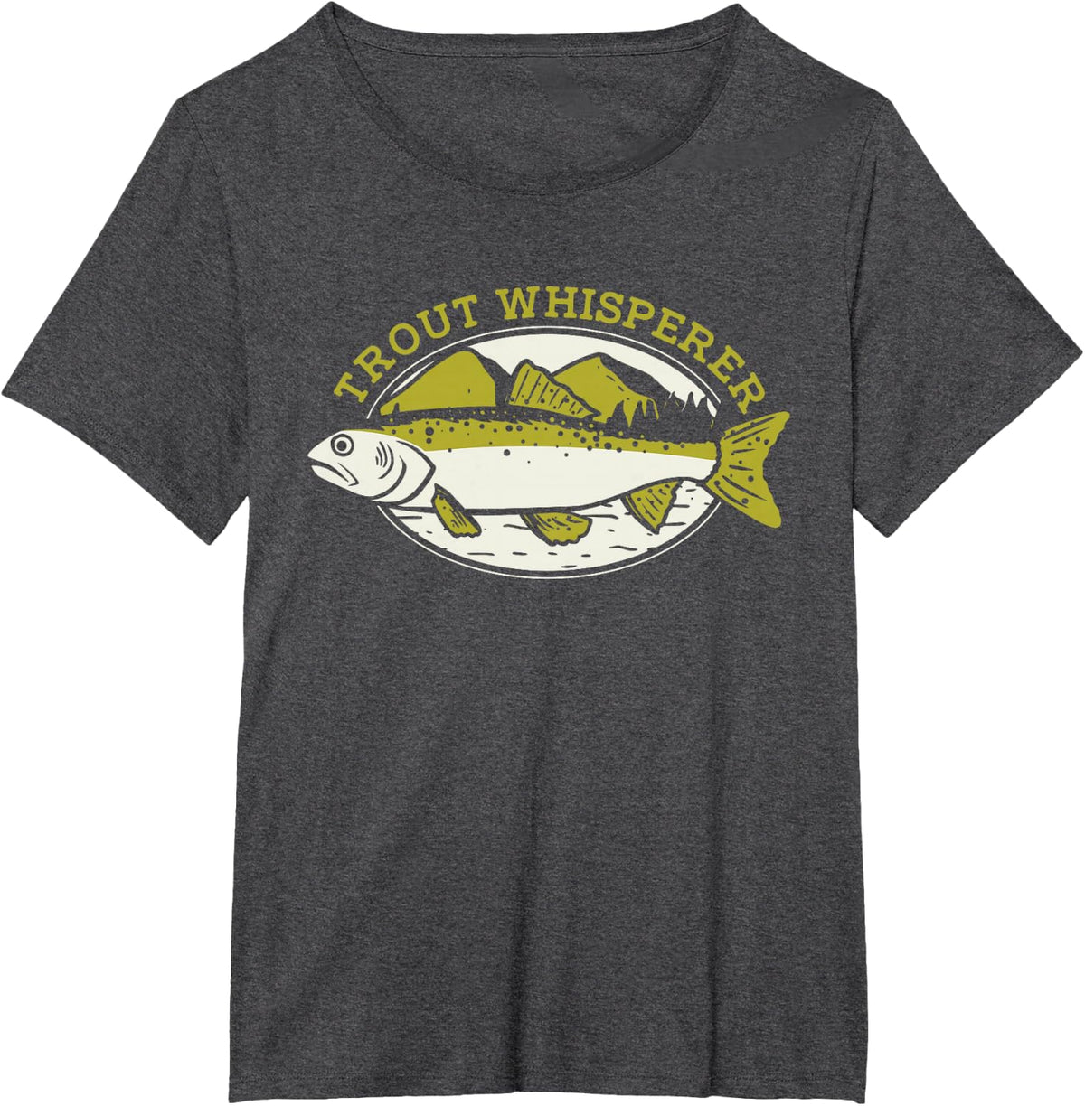 Trout Whisperer Boat Ice Fisherman Deep Sea Fly Fishing T-Shirt - Dark Heather Grey