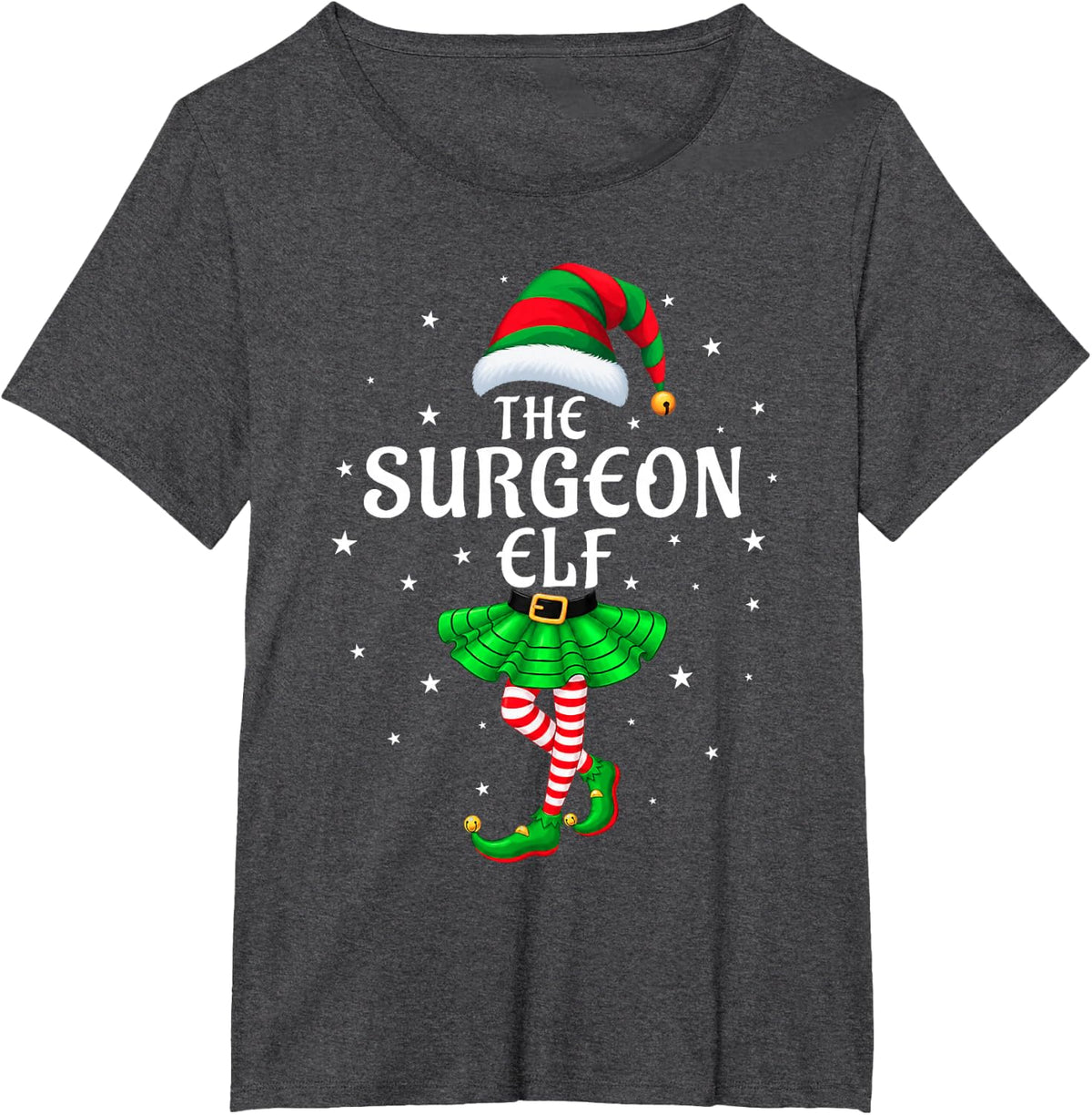 Surgeon Elf Christmas Family Matching Xmas Group Funny T-Shirt - Dark Heather Grey