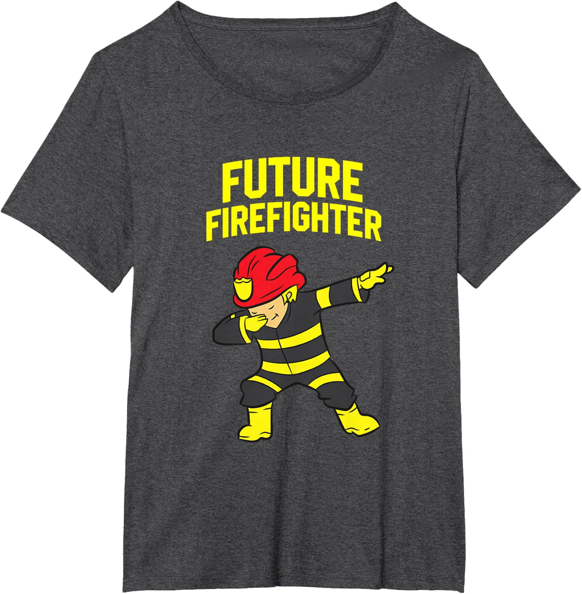 Dabbing Firefighter Kids Future Firefighter T-Shirt - Dark Heather Grey