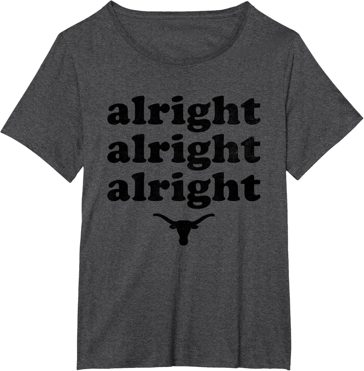 Alright Alright Texas Bull Cowboy Western Design T-Shirt - Dark Heather Grey