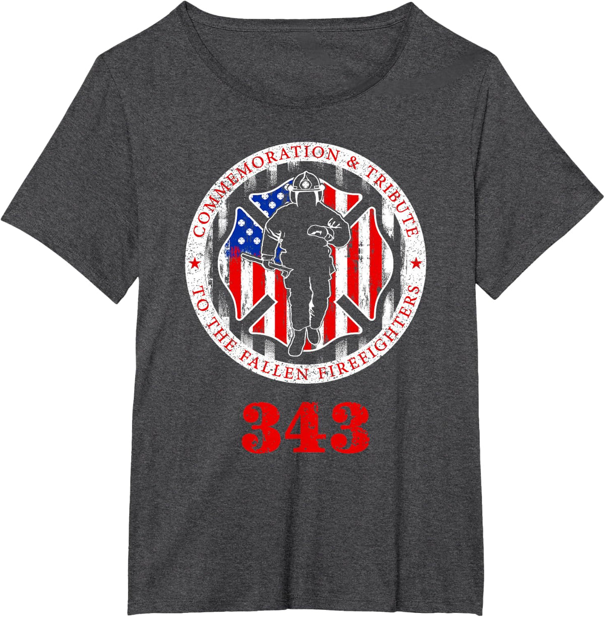 Tribute to Fallen Heroes Commemoration Firefighter T-Shirt - Dark Heather Grey