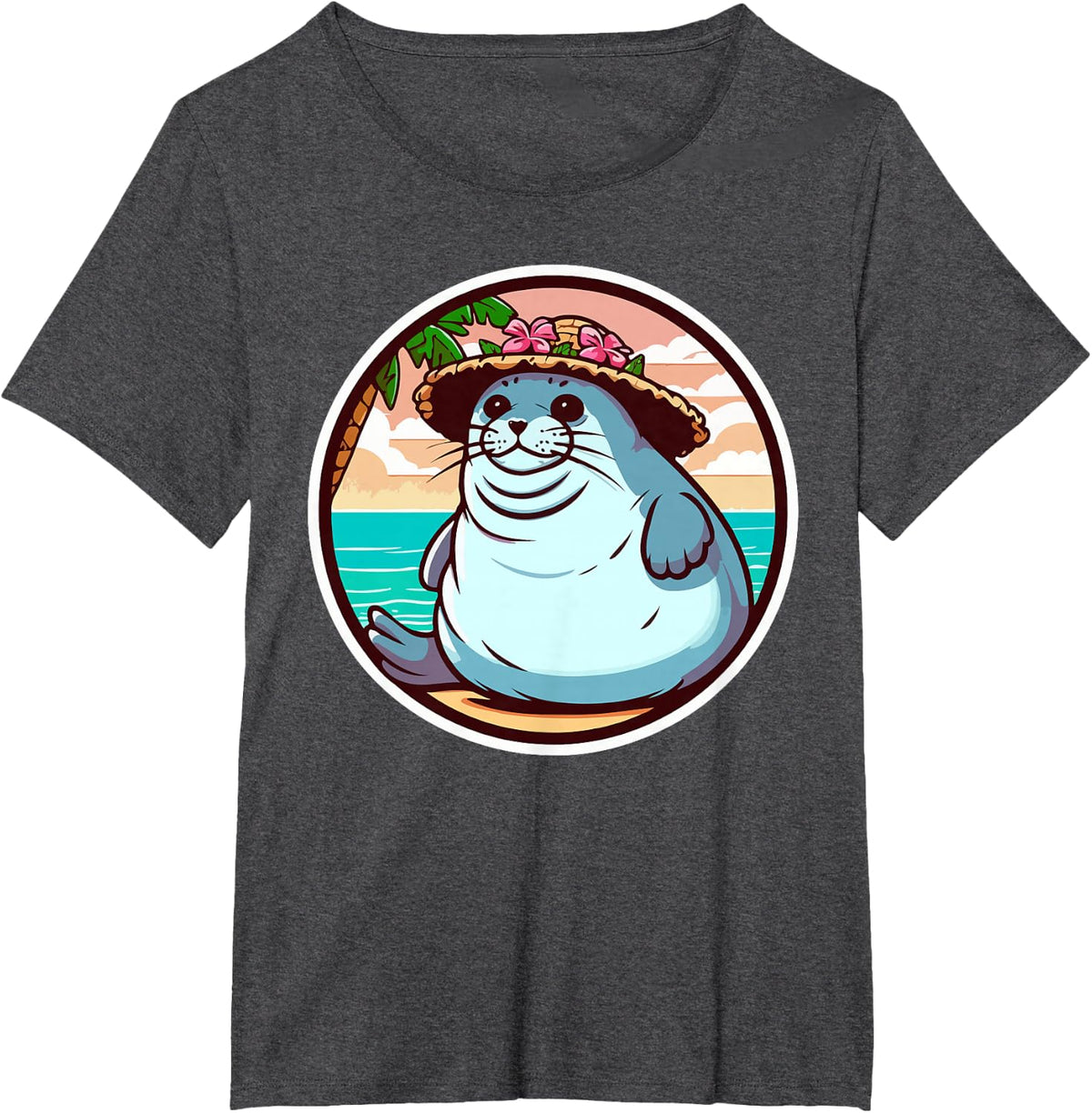 Hawaiian Monk Seal - Auntie Sealy T-Shirt - Dark Heather Grey