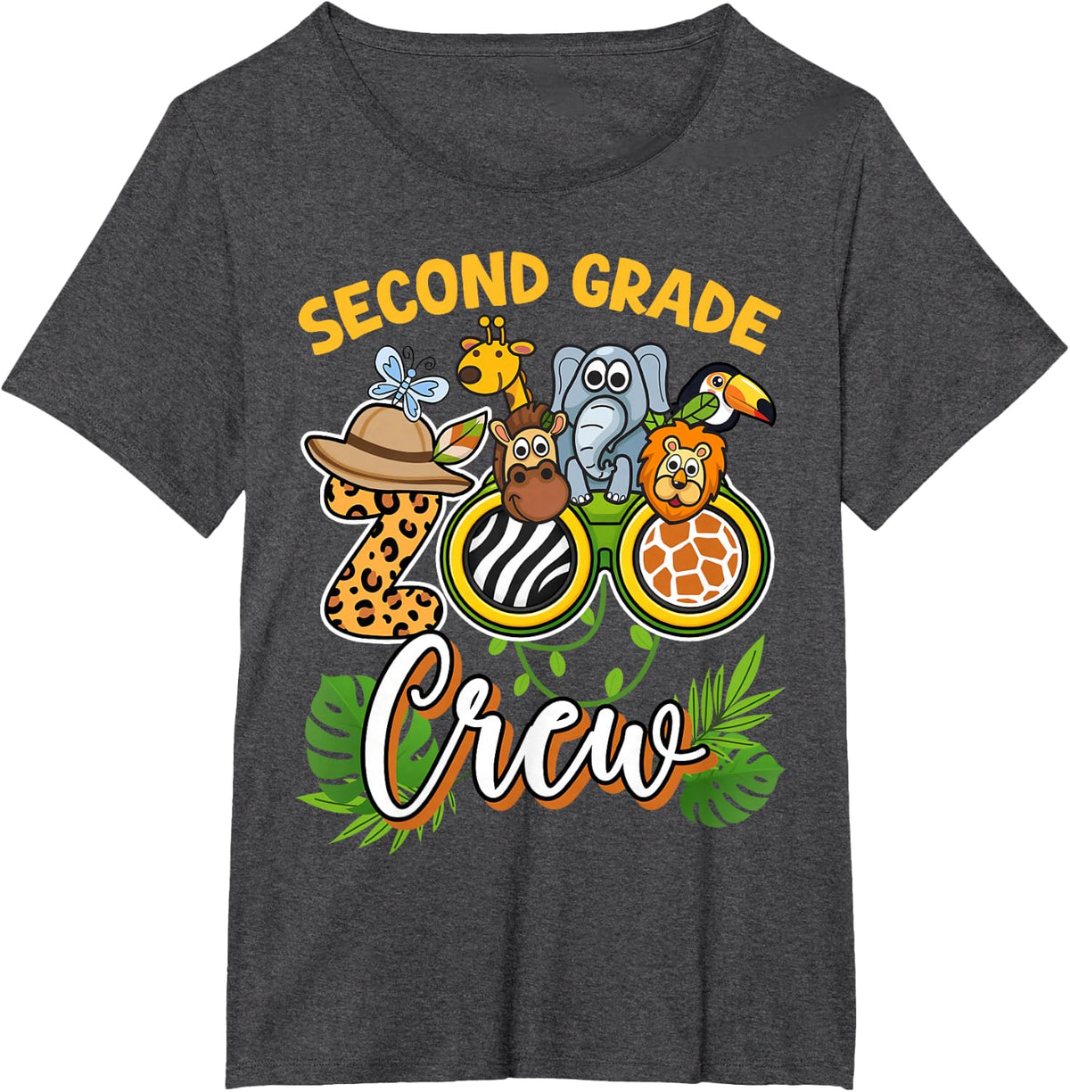 Second Grade Zoo Field Trip Squad T-Shirt Matching Tees for Teachers Students Kids - Dark Heather Grey
