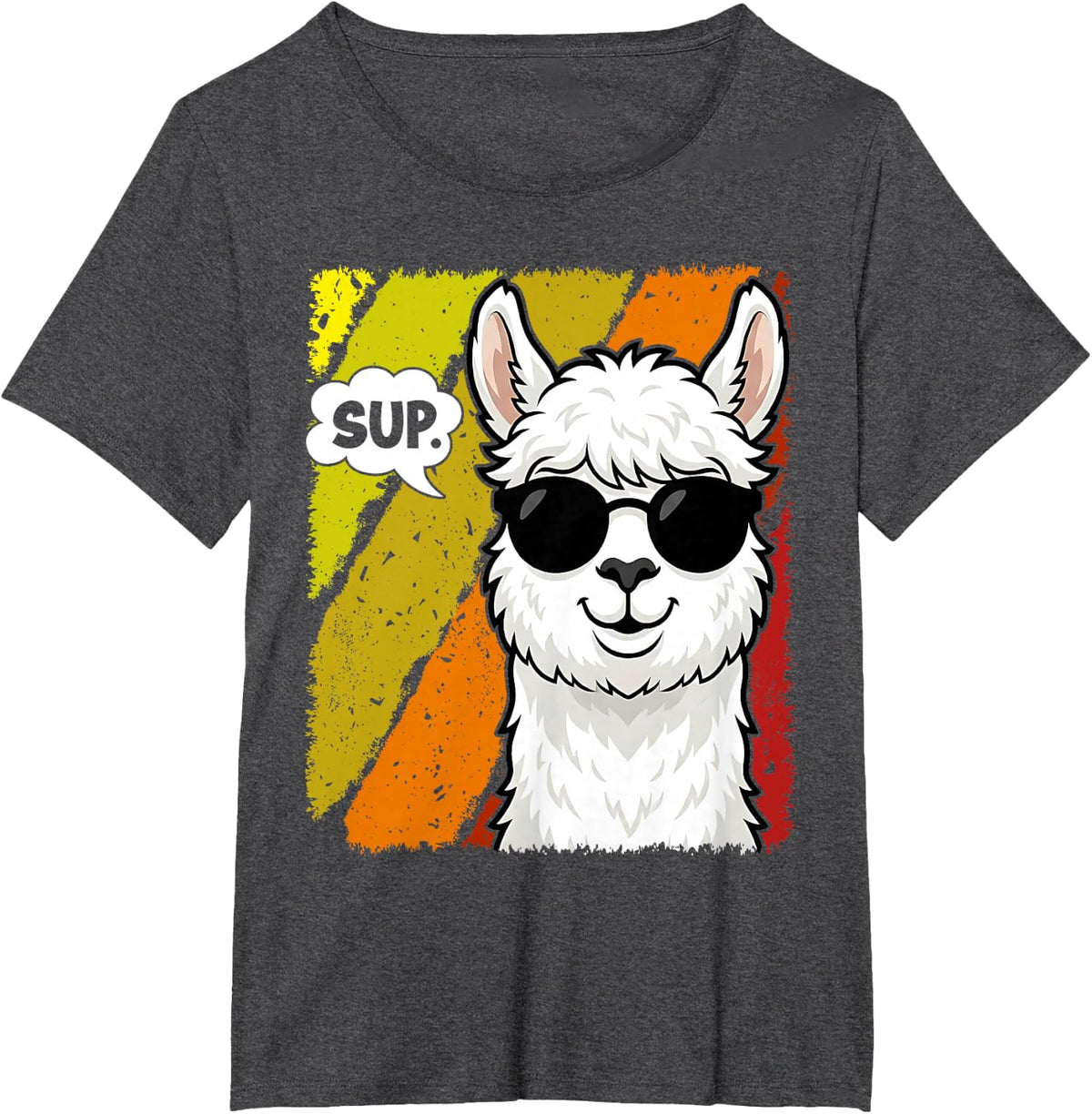Funny Llama SUP Alpaca Cool Alpacas Vintage Kids T-Shirt - Dark Heather Grey