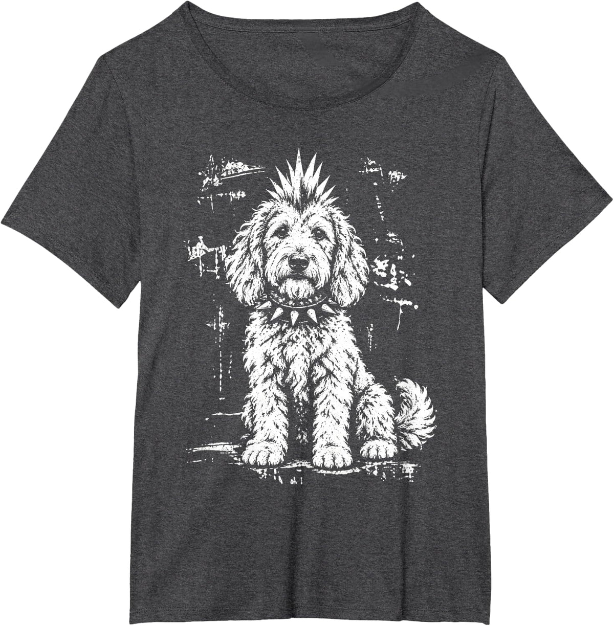 Punk Rock Goldendoodle Mohawk Dog Poodle T-Shirt - Dark Heather Grey