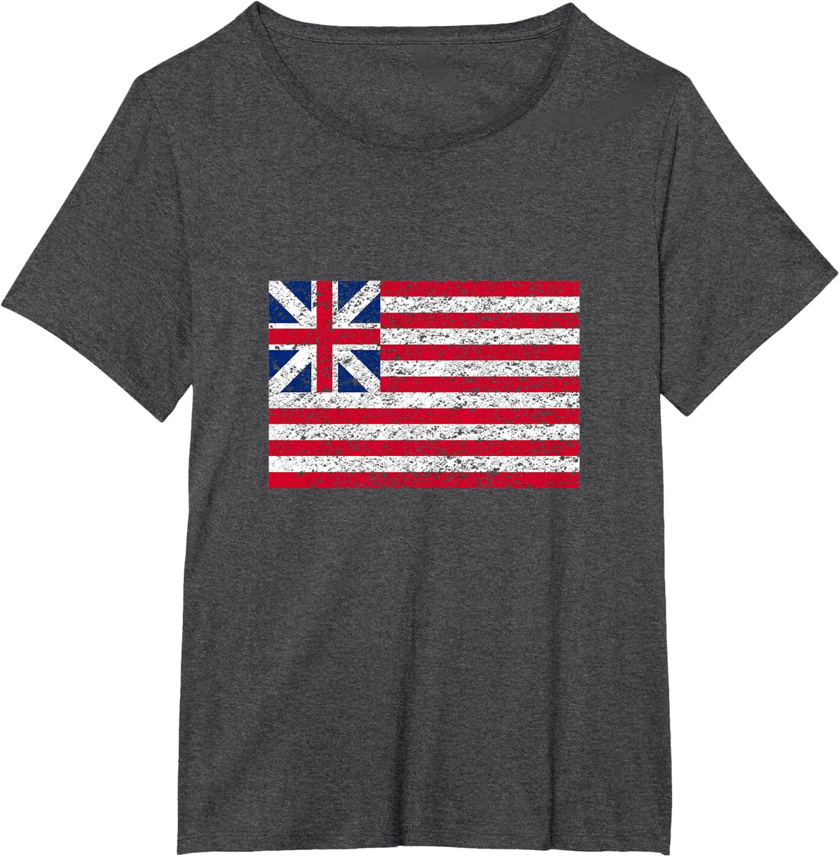 Grand Union Flag America Patriotic Distressed T-Shirt - Dark Heather Grey