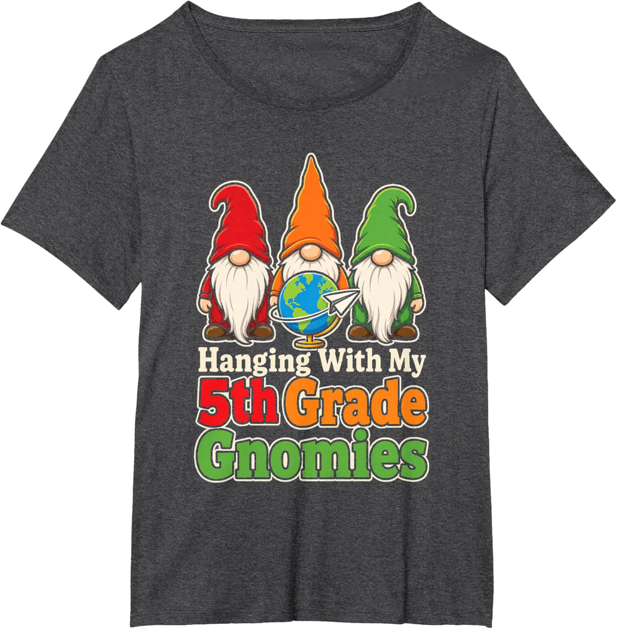 5th Grade Teacher Gnome Hanging with My Gnomies T-Shirt - Dark Heather Grey