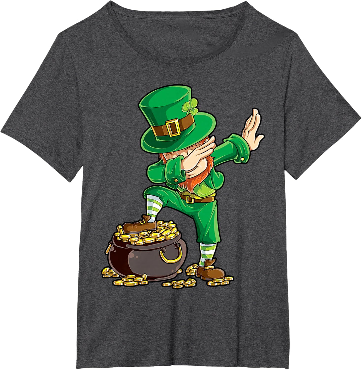 St Patricks Day Dabbing Leprechaun Boys Girls Men Dab Dance T-Shirt Small - Dark Heather Grey