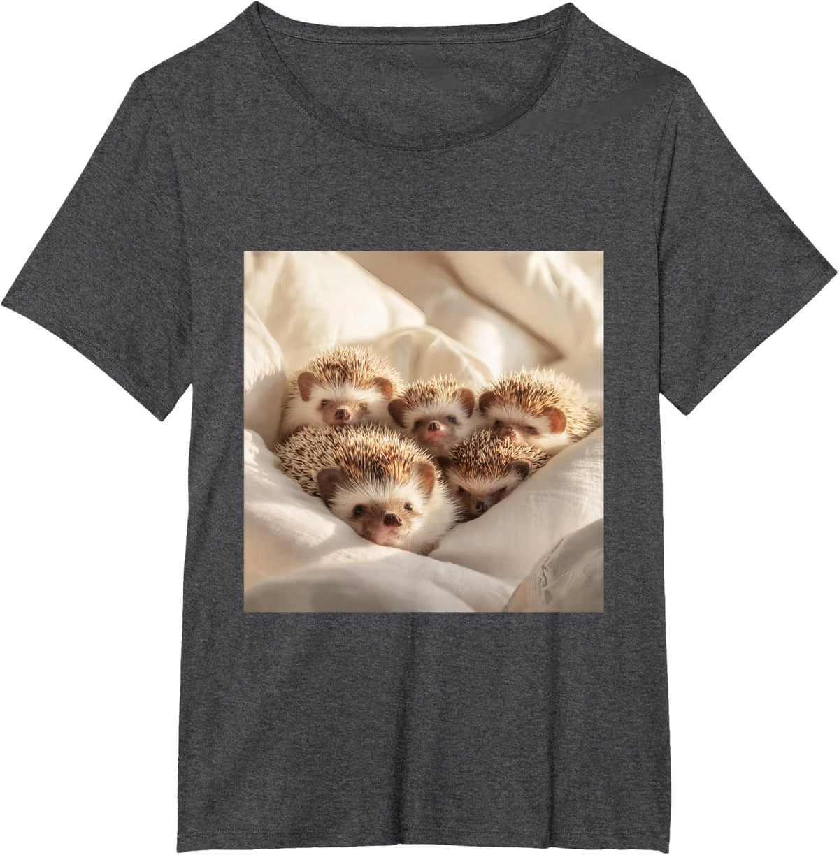 Cute Baby Hedgehogs Animal Lover T-Shirt - Dark Heather Grey