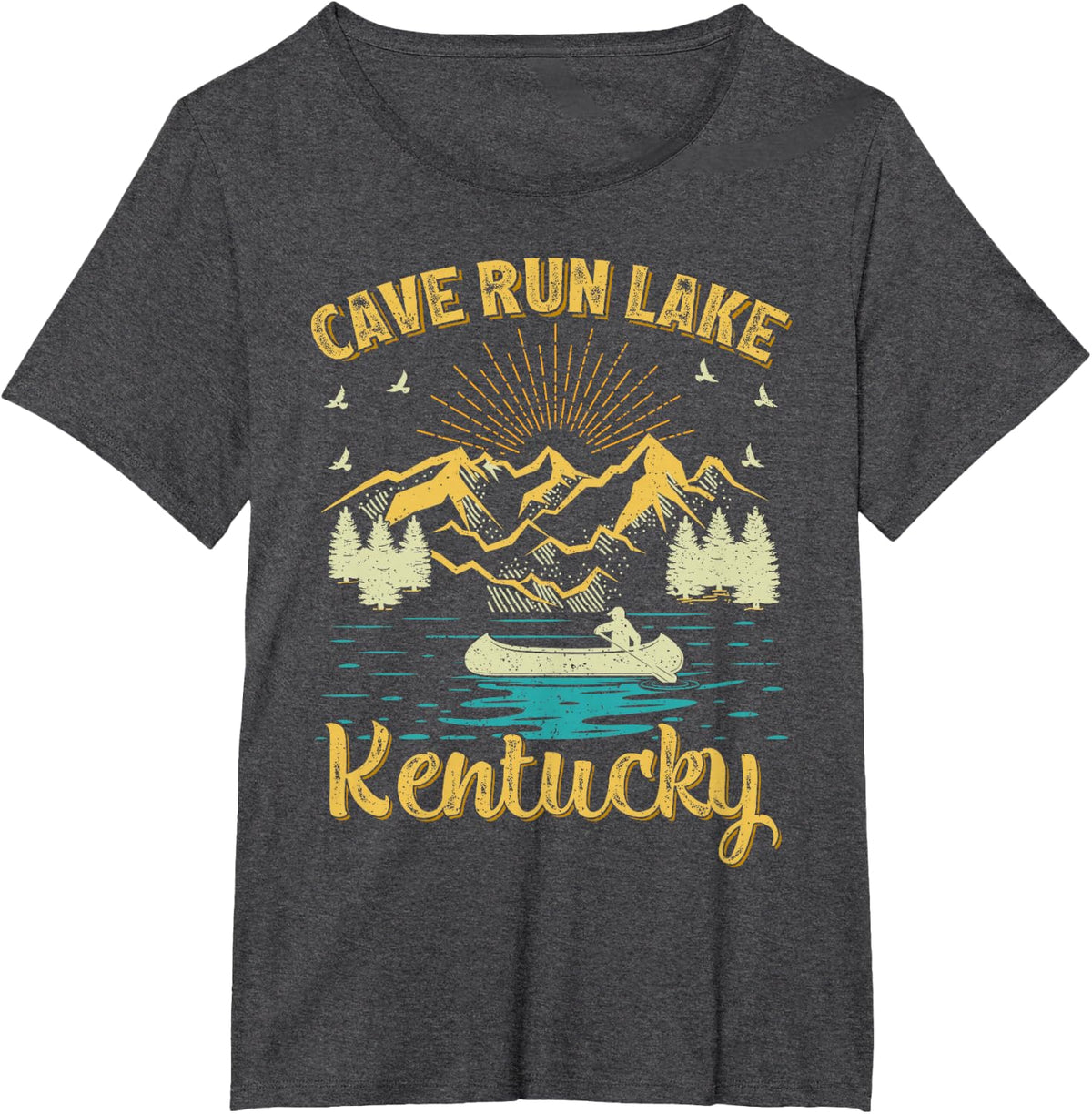 Summer Vacation Retro Mountain Kentucky Cave Run Lake T-Shirt - Dark Heather Grey