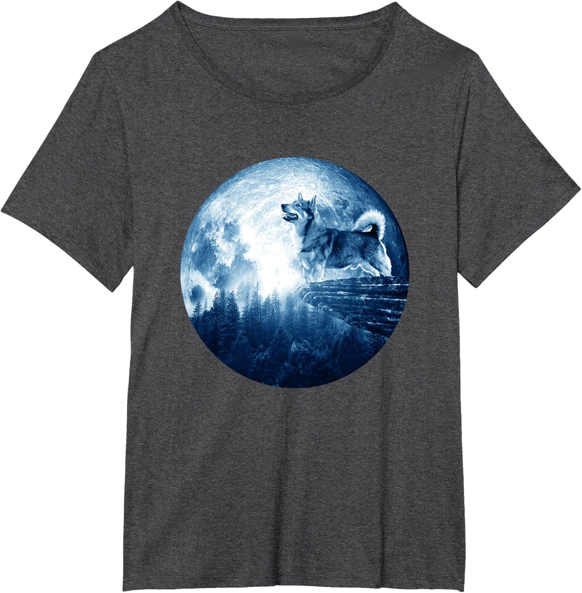 Swedish Vallhund Dog Moon Dog Mom Dad Women Men Dog Lovers T-Shirt - Dark Heather Grey