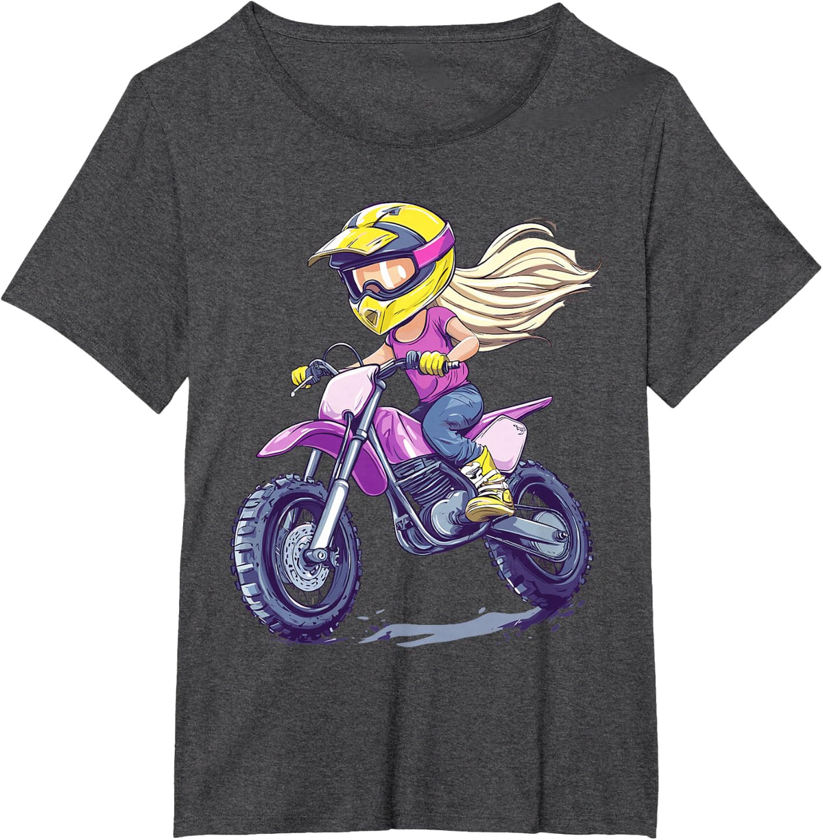 Girls Dirt Bike T-Shirt - Dark Heather Grey