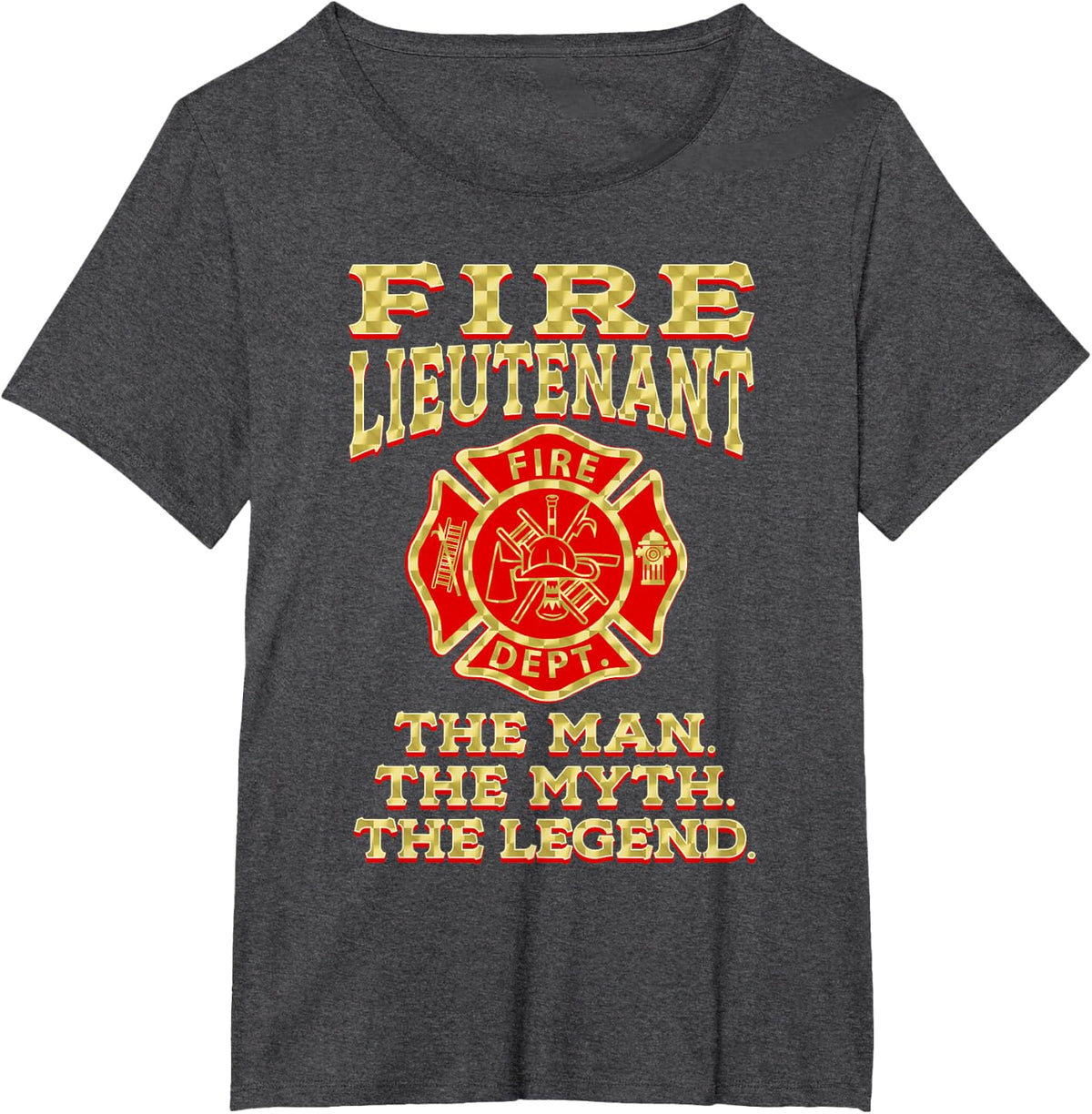FIRE Lieutenant The MAN The Myth The Legend Firefighter Gag T-Shirt - Dark Heather Grey