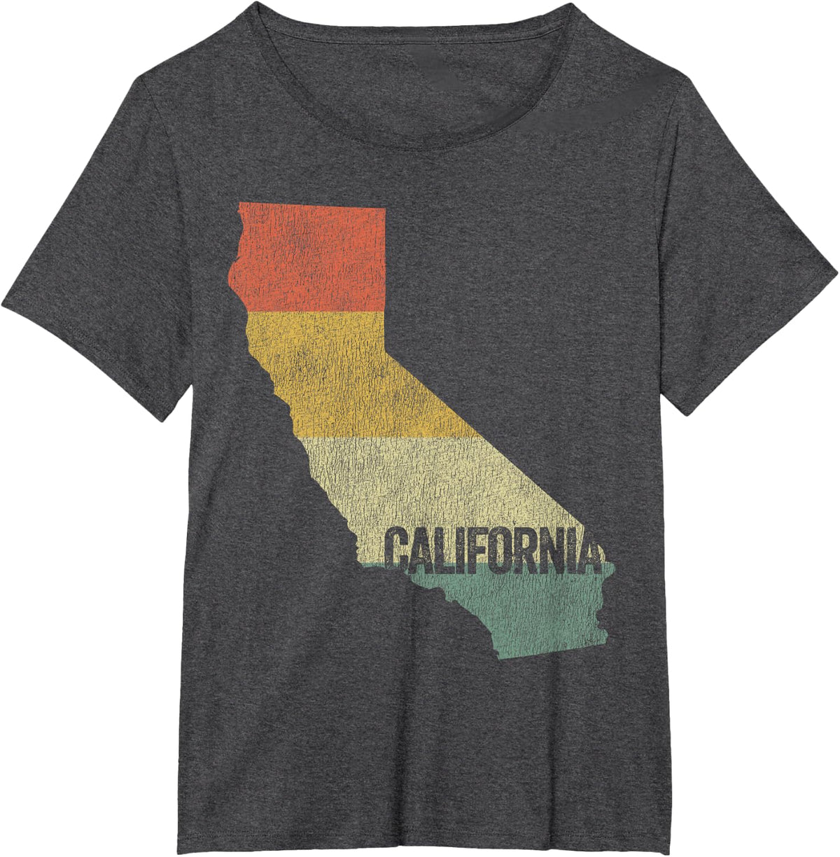 Retro 80s Distressed Vintage Sunset California T-Shirt - Dark Heather Grey