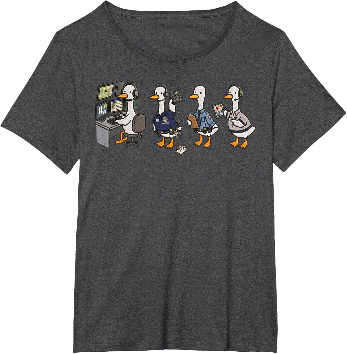 Support Your Local 911 Dispatchers Goose T-Shirt - Dark Heather Grey