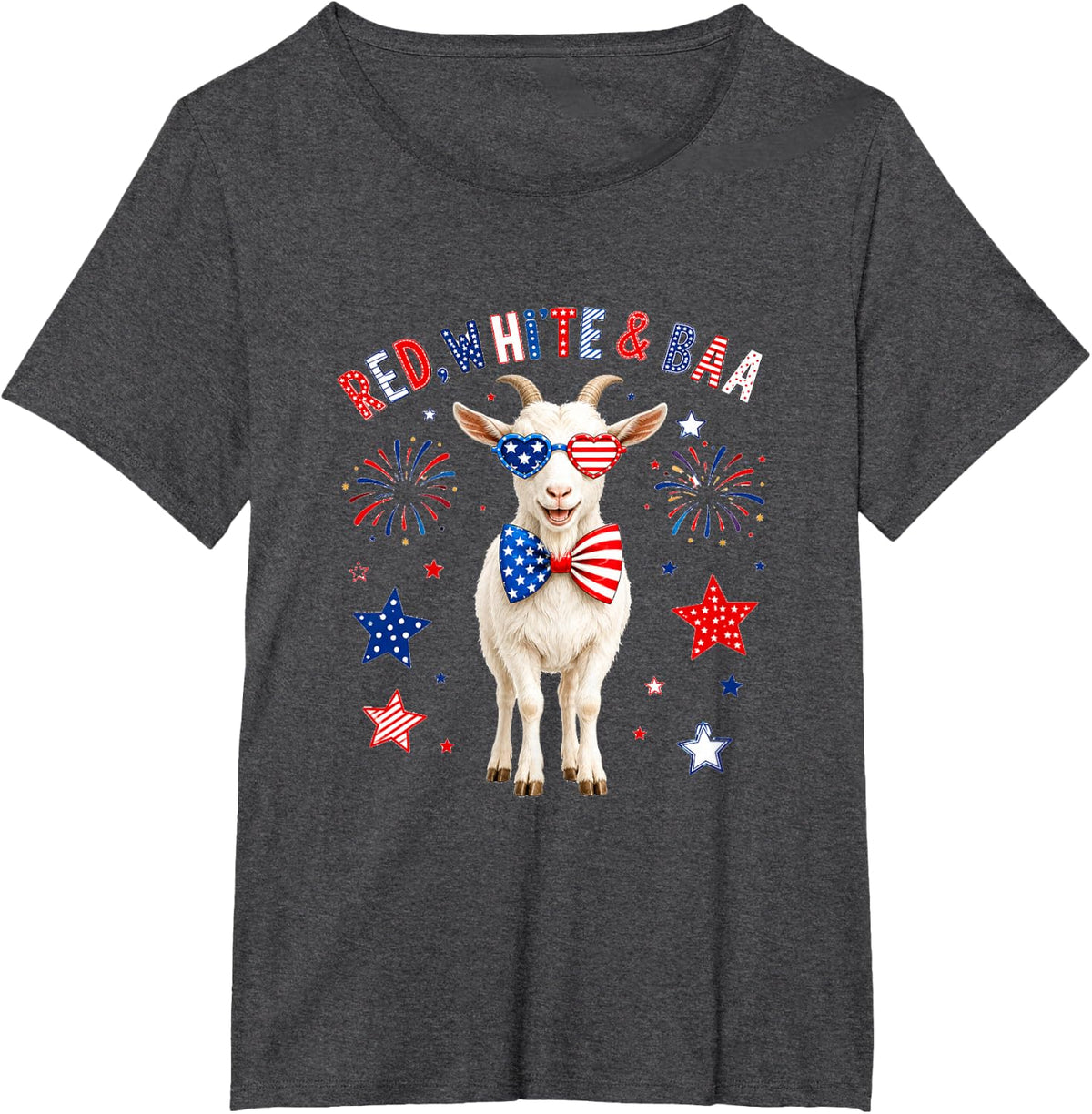 Red White and Goat Sound 4th of July US Flag Funny Farmer T-Shirt - Dark Heather Grey