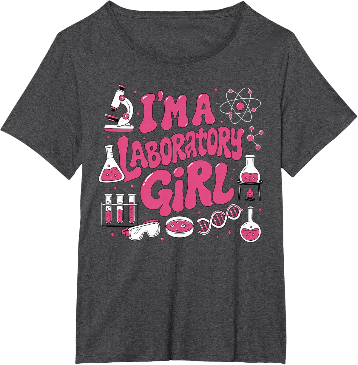 I'm A Laboratory Girl Groovy Science Chemistry Student T-Shirt - Dark Heather Grey