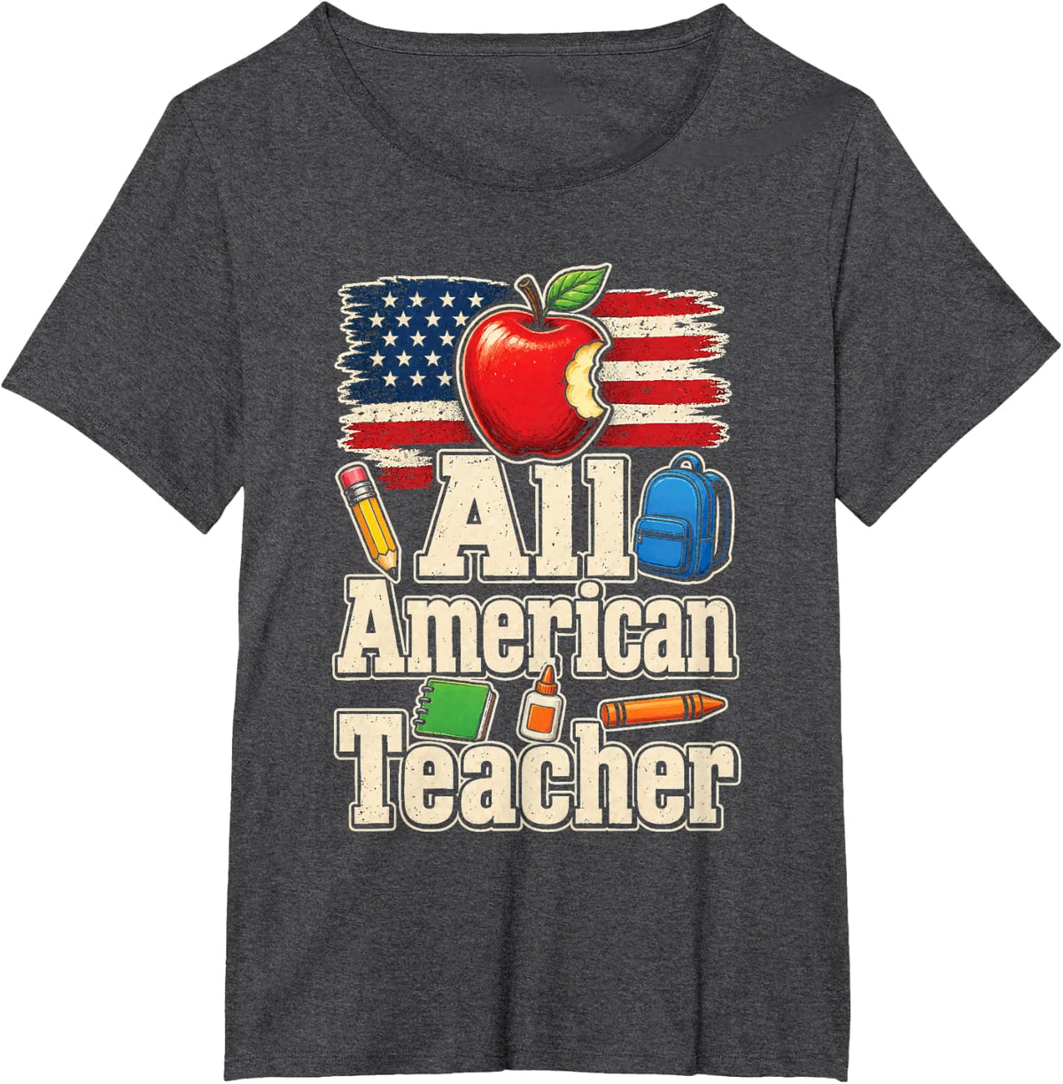 Elementary Teacher All American Patriotic School Gift T-Shirt - Dark Heather Grey