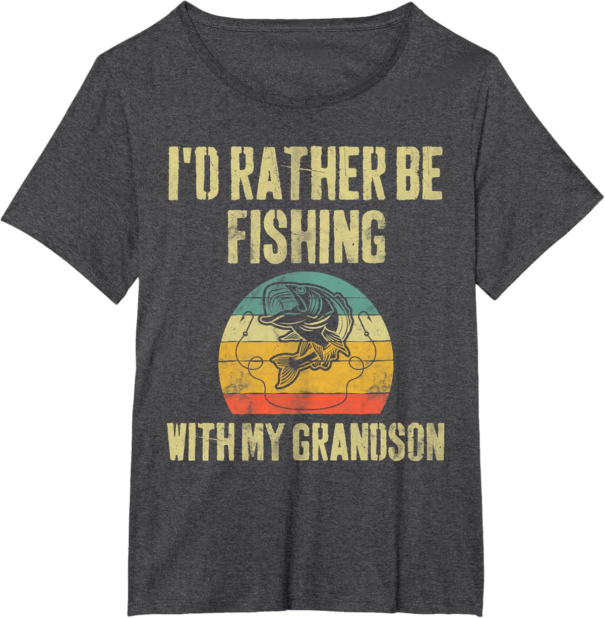 I'd Rather Be Fishing With My Grandson Funny Fisherman T-Shirt - Dark Heather Grey