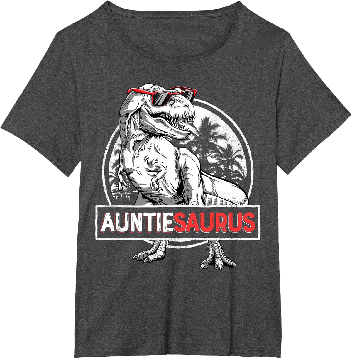 Auntiesaurus T rex Dinosaur Auntie Saurus Family Matching T-Shirt - Dark Heather Grey