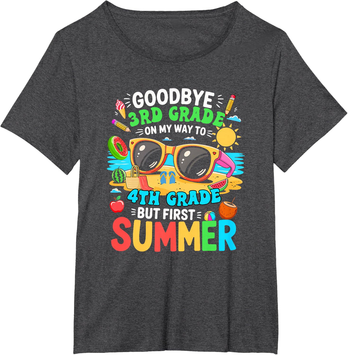 Goodbye 3rd Grade On Way To 4th Grade Student Costume Summer T-Shirt - Dark Heather Grey