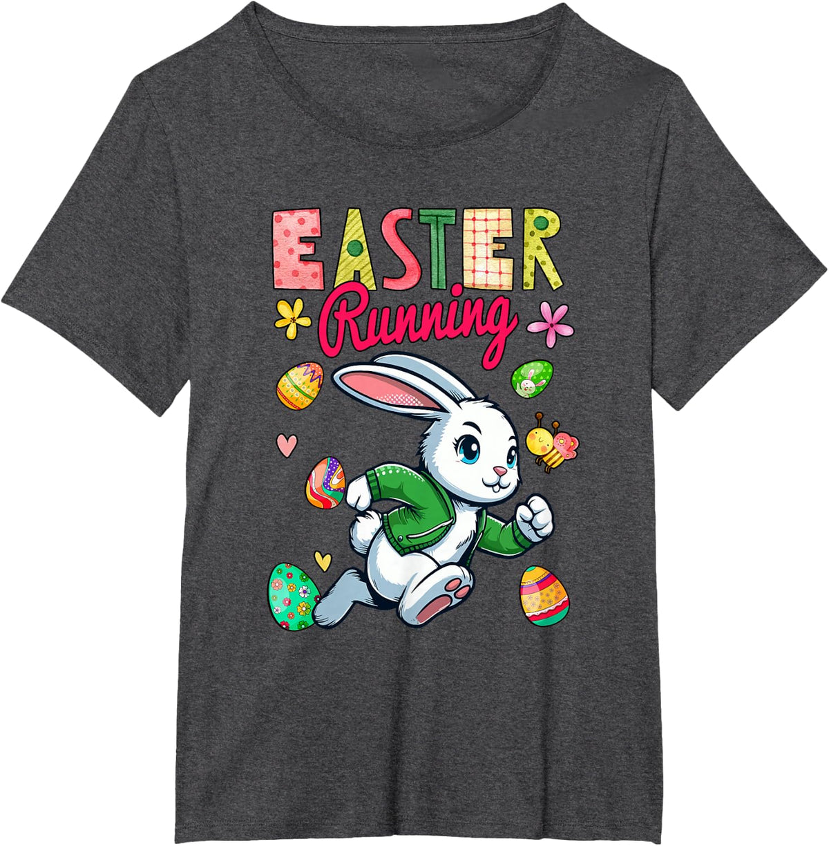 Easter Running Costume Bunny Runner Matching Family Kids T-Shirt - Dark Heather Grey