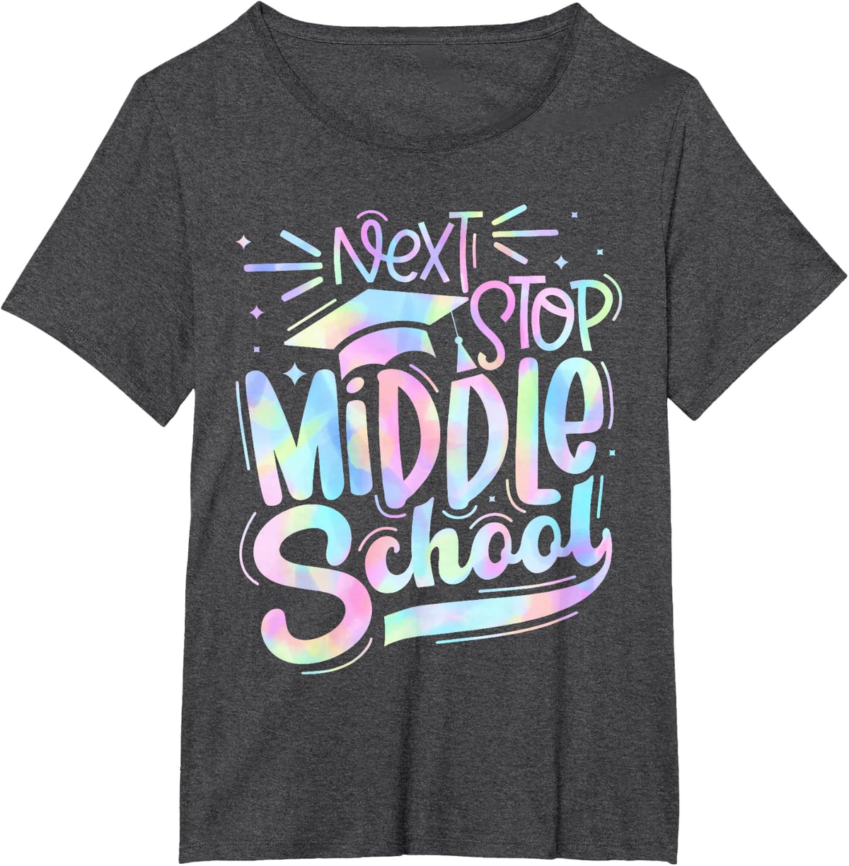 Next Stop Middle School Elementary School Graduation 2024 T-Shirt - Dark Heather Grey