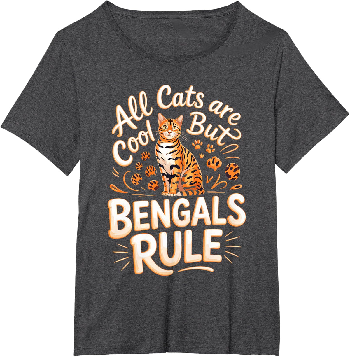 All Cats are Cool But Bengals Rule T-Shirt - Dark Heather Grey
