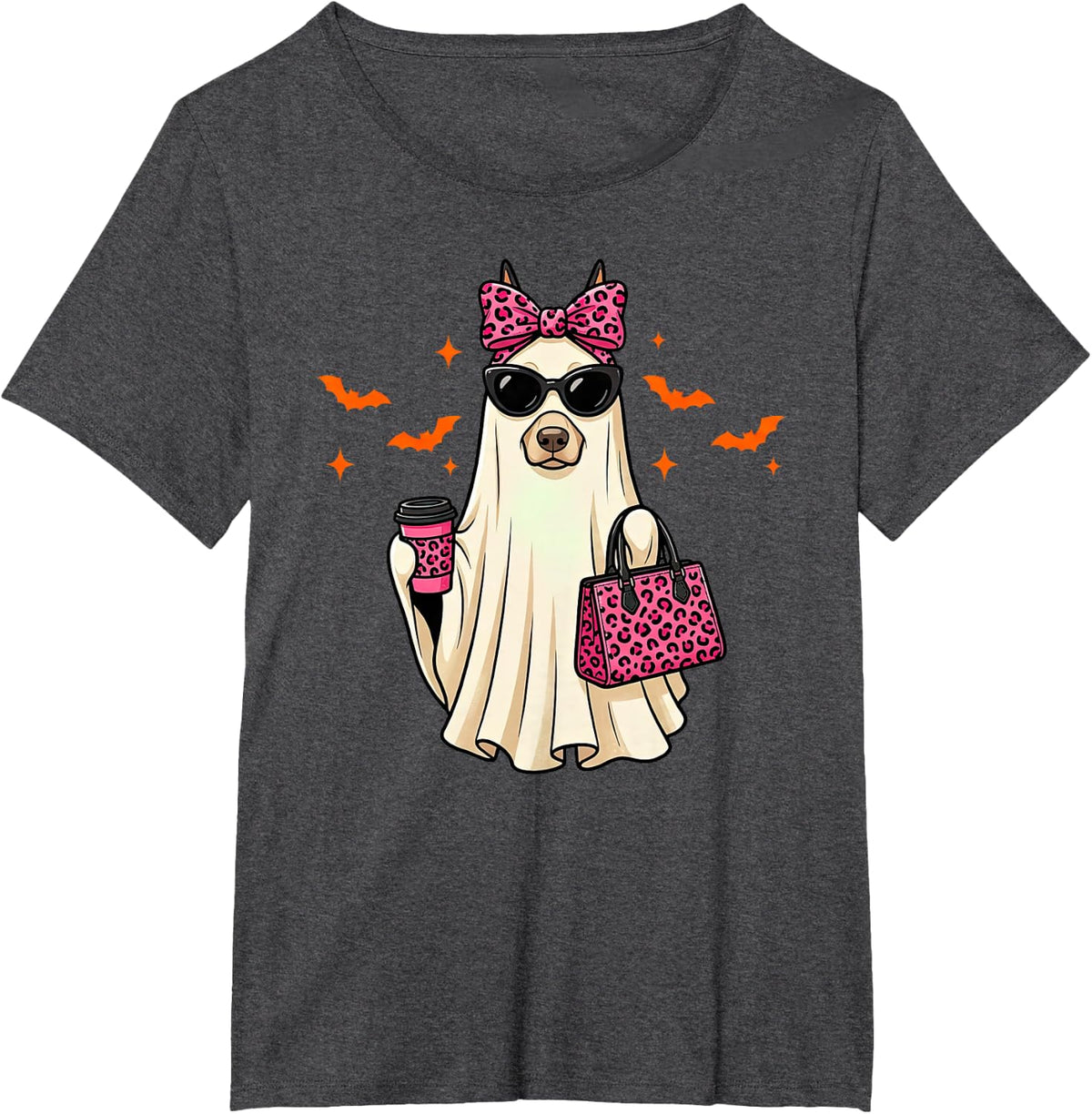 Funny Doberman Pinscher Ghost Leopard Halloween Womens Kids T-Shirt - Dark Heather Grey