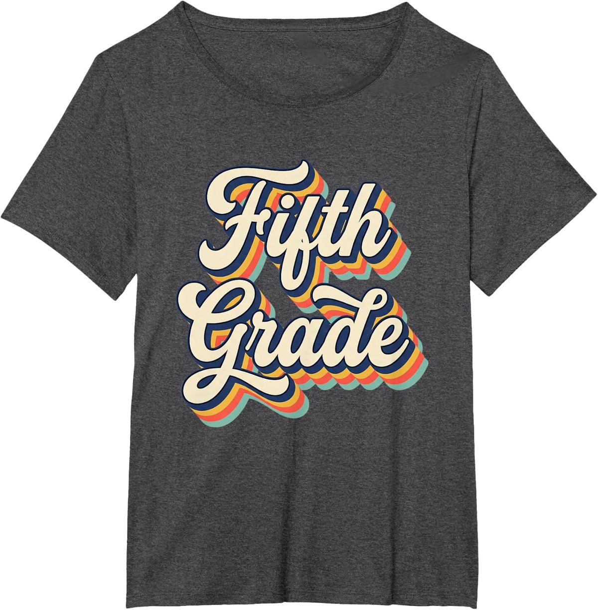 Fifth Grade Retro Back to School Elementary Teacher T-Shirt - Dark Heather Grey