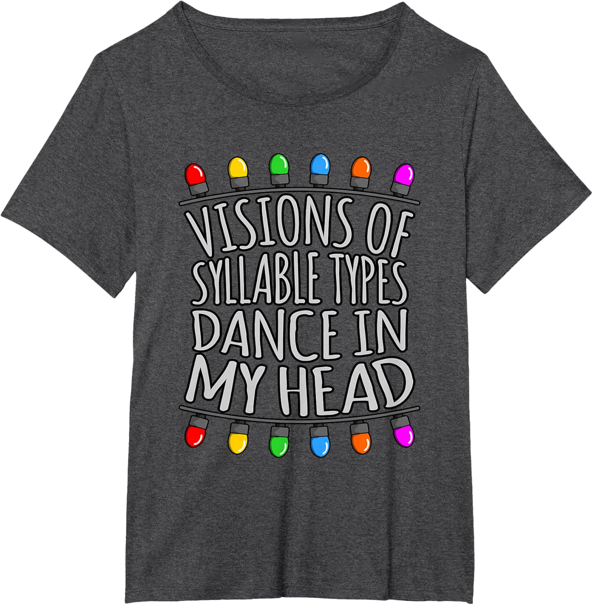 Visions Of Syllable Types Dyslexia Awareness Silver Graphic T-Shirt - Dark Heather Grey