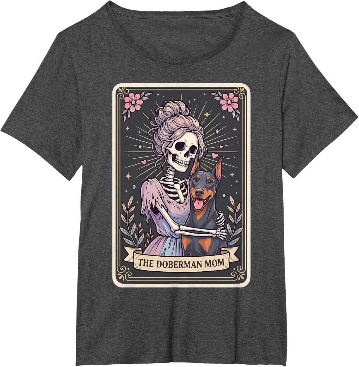 The Doberman Mom Tarot Card T-Shirt - Dark Heather Grey