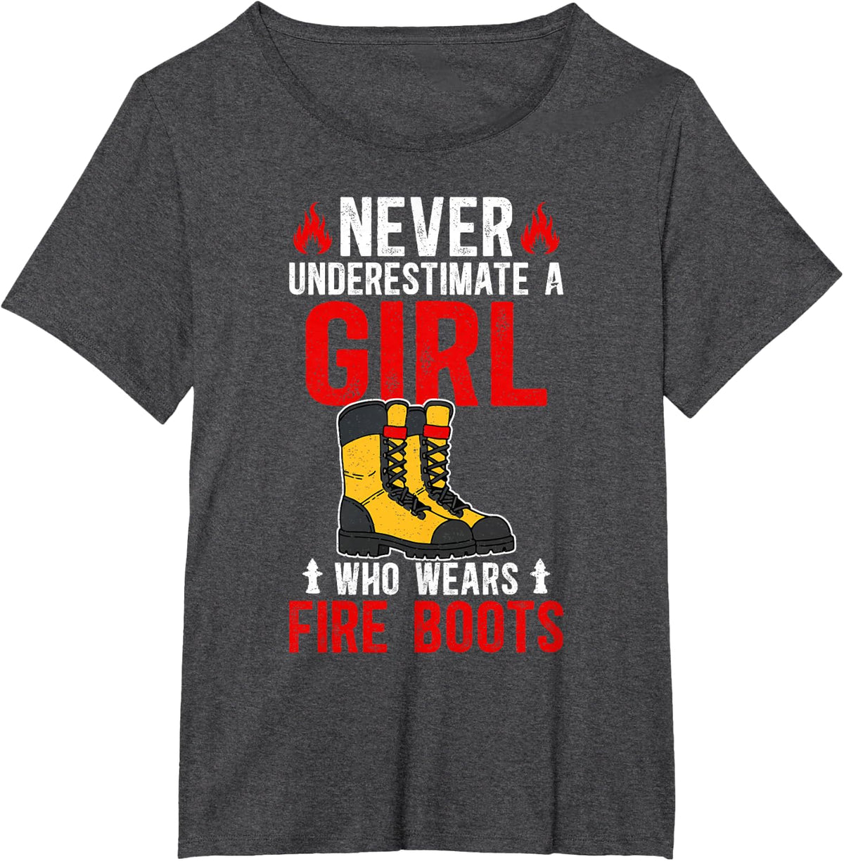 Female Firefighter T-Shirt Women Firewoman Tees Fire Fighter Shirts for Proud Firewomen - Dark Heather Grey