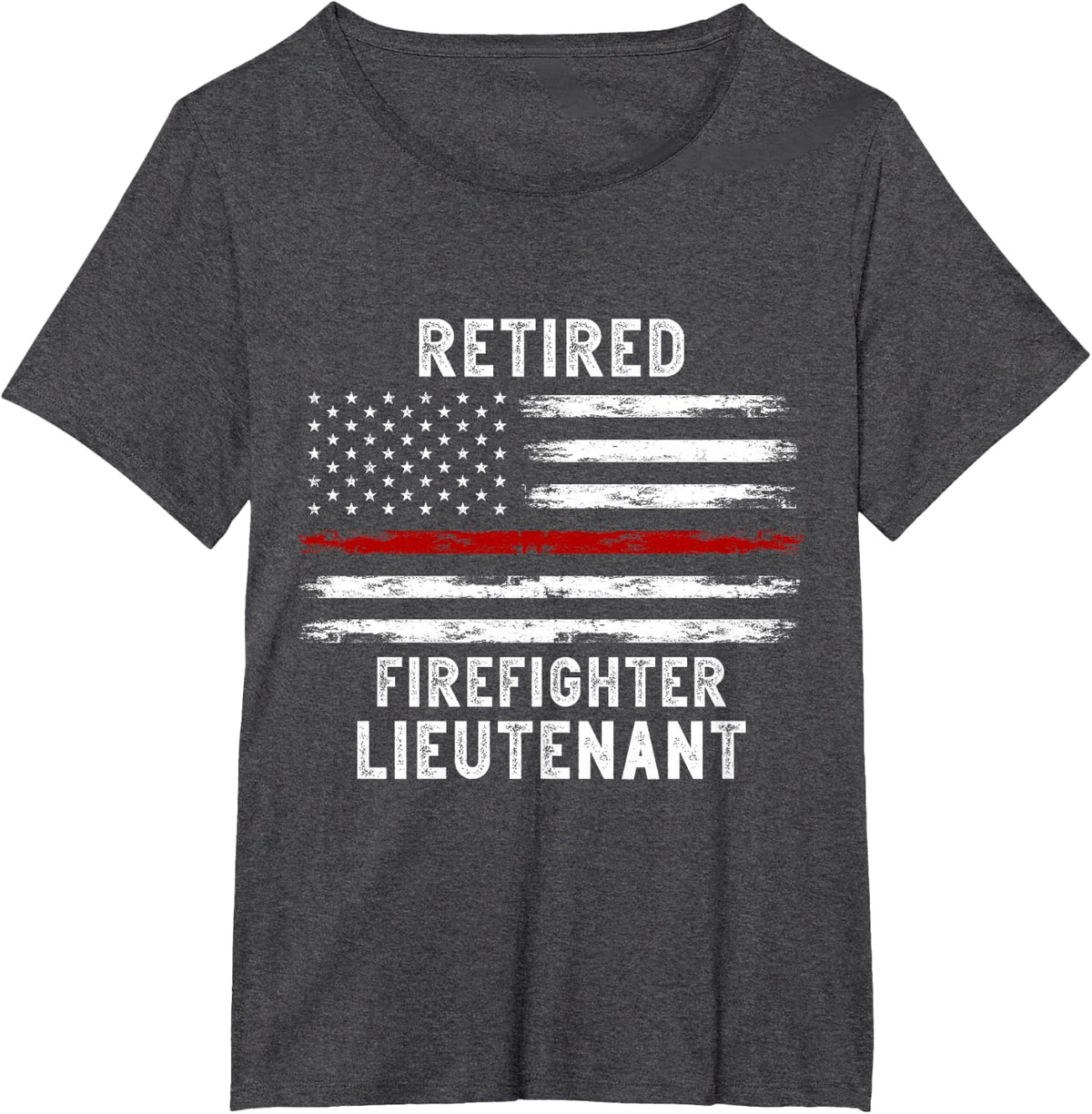 USA Flag Retired Fire Lieutenant 2023 Firefighter Retirement T-Shirt Tee for Men and Women - Dark Heather Grey