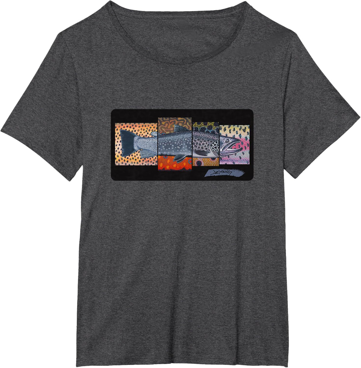 Cutthroat and Trout Fish Species T-Shirt Derek DeYoung T-Shirt - Dark Heather Grey